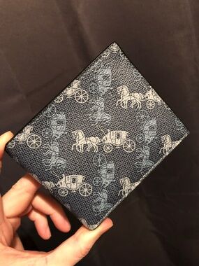 Coach Men's Navy Signature Horse & Carriage Card Holder